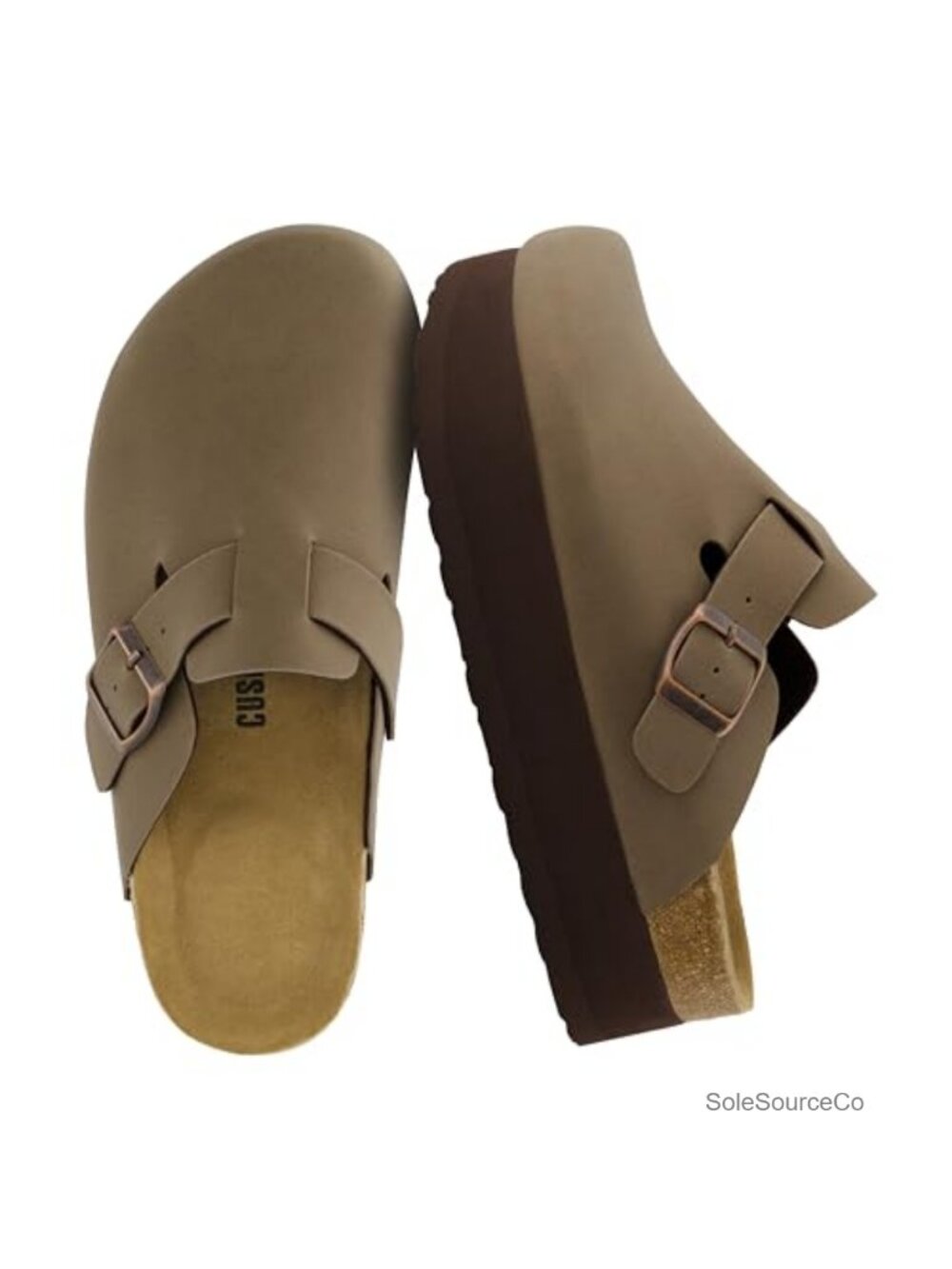 Cushionaire Loom Platform Clogs Vegan Suede Memory Foam Cork Footbed